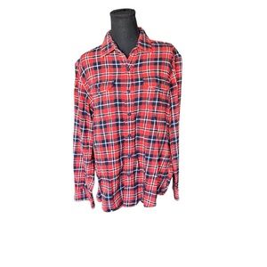 American Eagle Red Navy Plaid Flannel Shirt Size L Soft Cotton Lumberjack